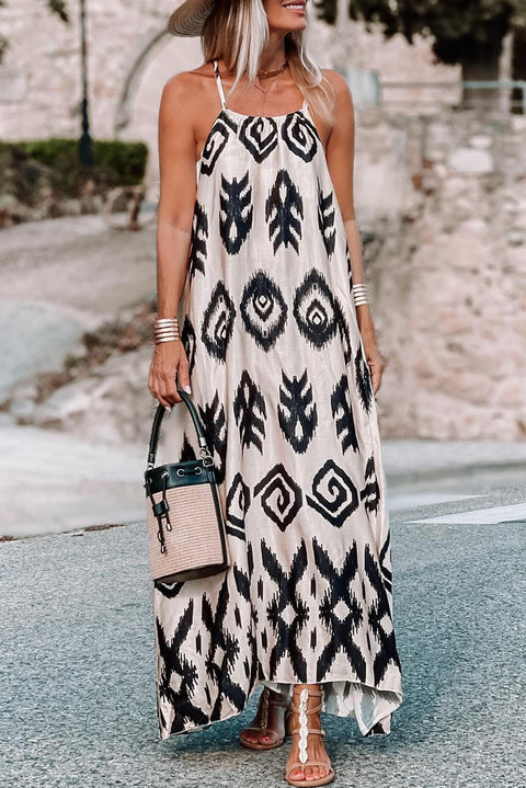 Amalfi: Aztec Printed Vacation Sundress Black