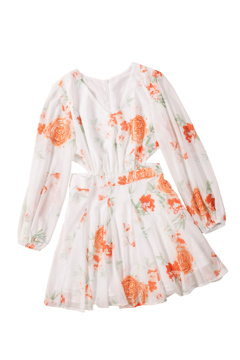 Long Sleeve Cut-out Floral Dress
