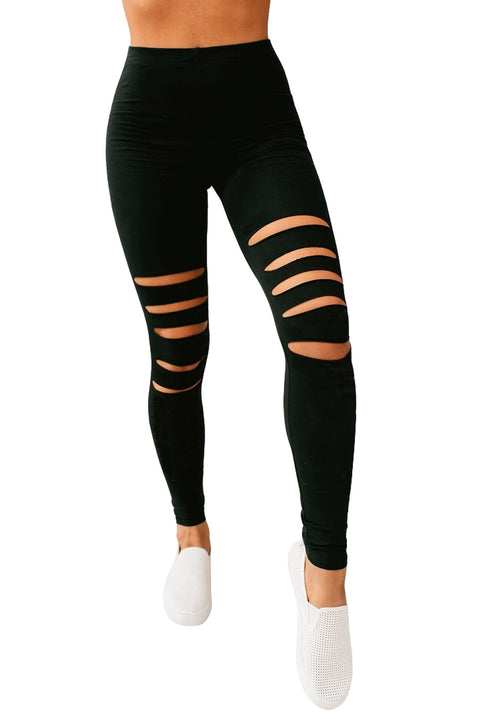 Black Hollow Out Fitness Activewear Leggings